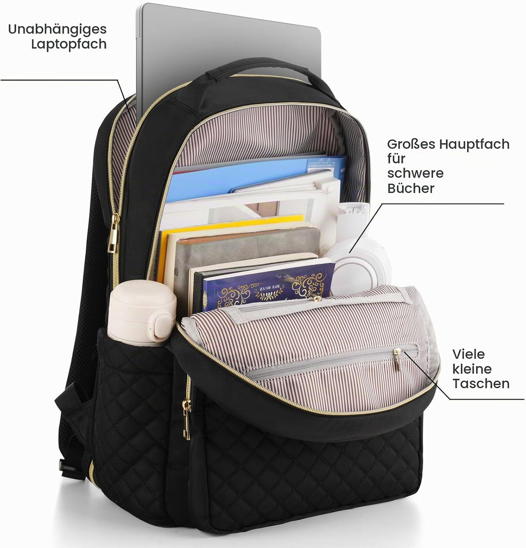 RJEU Rucksack Damen,Laptop Rucksack 15,6 Zoll Schulrucksack für Universität Studium Lehrer Arbeit Re