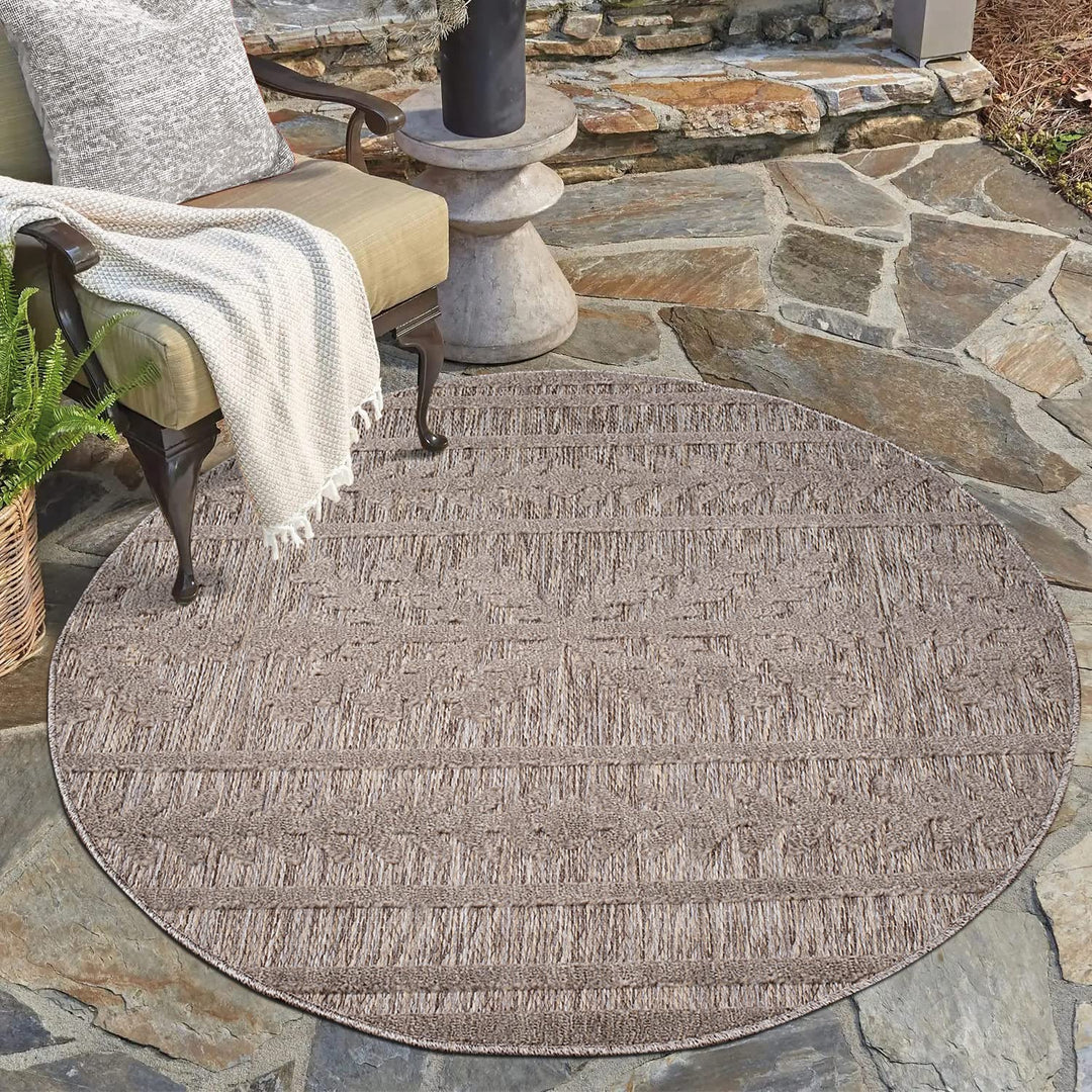 carpet city In-& Outdoor Teppich - Rund 120 cm - für Innen-& Aussenbereich - Wetterfest Balkon-Teppi