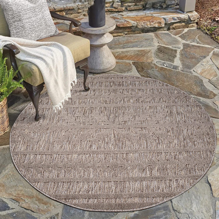 carpet city In-& Outdoor Teppich - Rund 120 cm - für Innen-& Aussenbereich - Wetterfest Balkon-Teppi