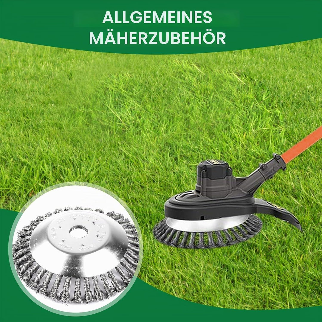 Professional Unkrautbürste Set - 2 Stücke für Rasentrimmer und Motorsense (6 Zoll + 10 Zoll) - Kegel