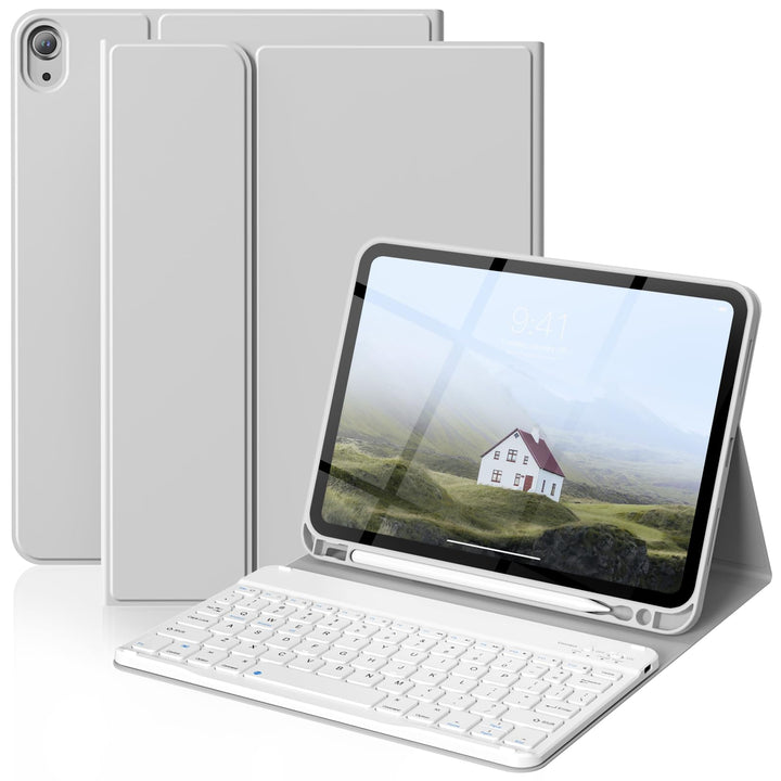 Hülle mit Tastatur für iPad Air 11 Zoll (M3/M2) 2025/2024, iPad Air 5./4. Generation mit Stifthalter