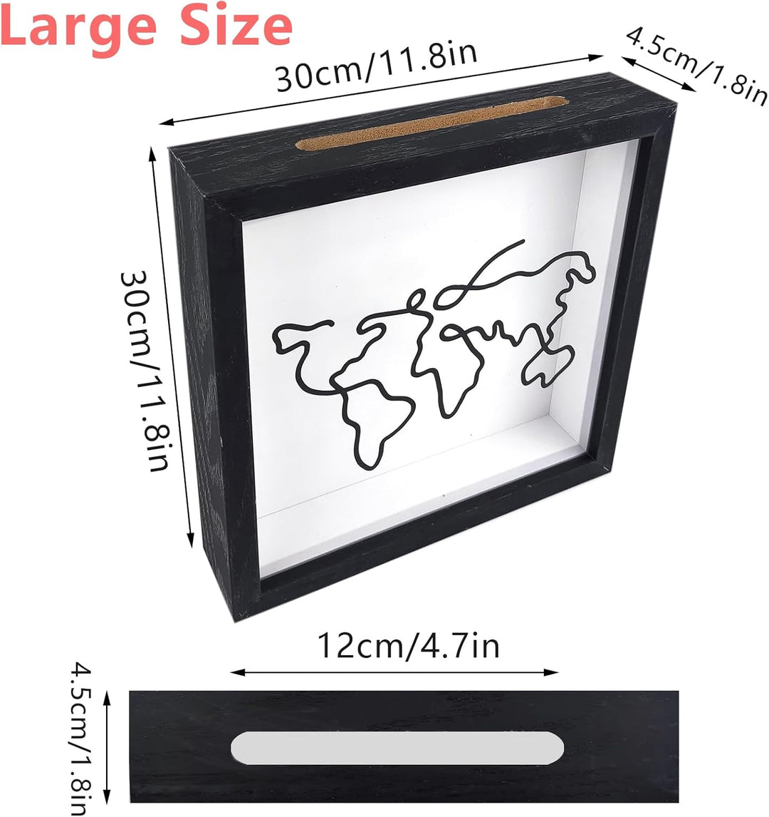 Reise Abenteuer Archivbox,30*30cm Reise Sammelbox für Erinnerungen Schattenbox,Ticket Box mit Slot,E