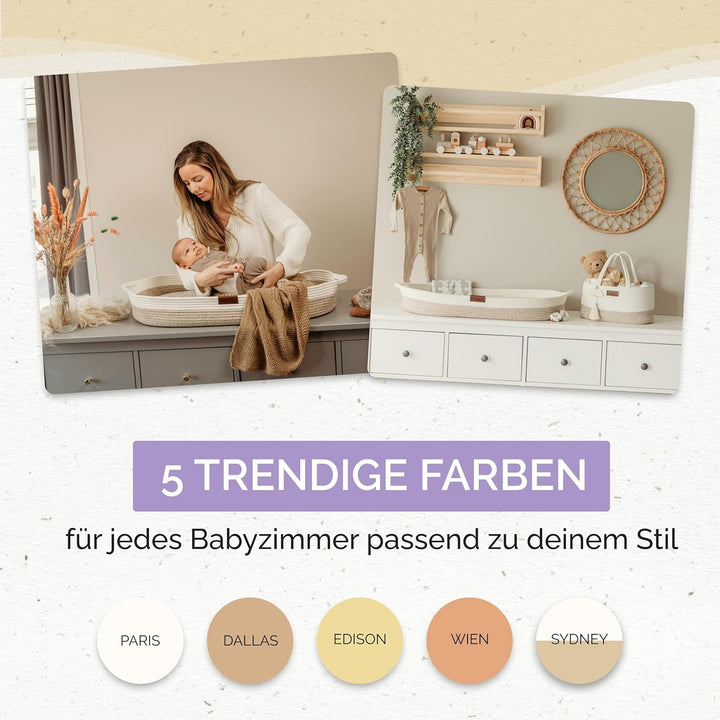 Yunioo deluxe Wickelauflage, Baby Wickelkorb mit Reise-Wickelunterlage, Schaumstoffmatratze und wass
