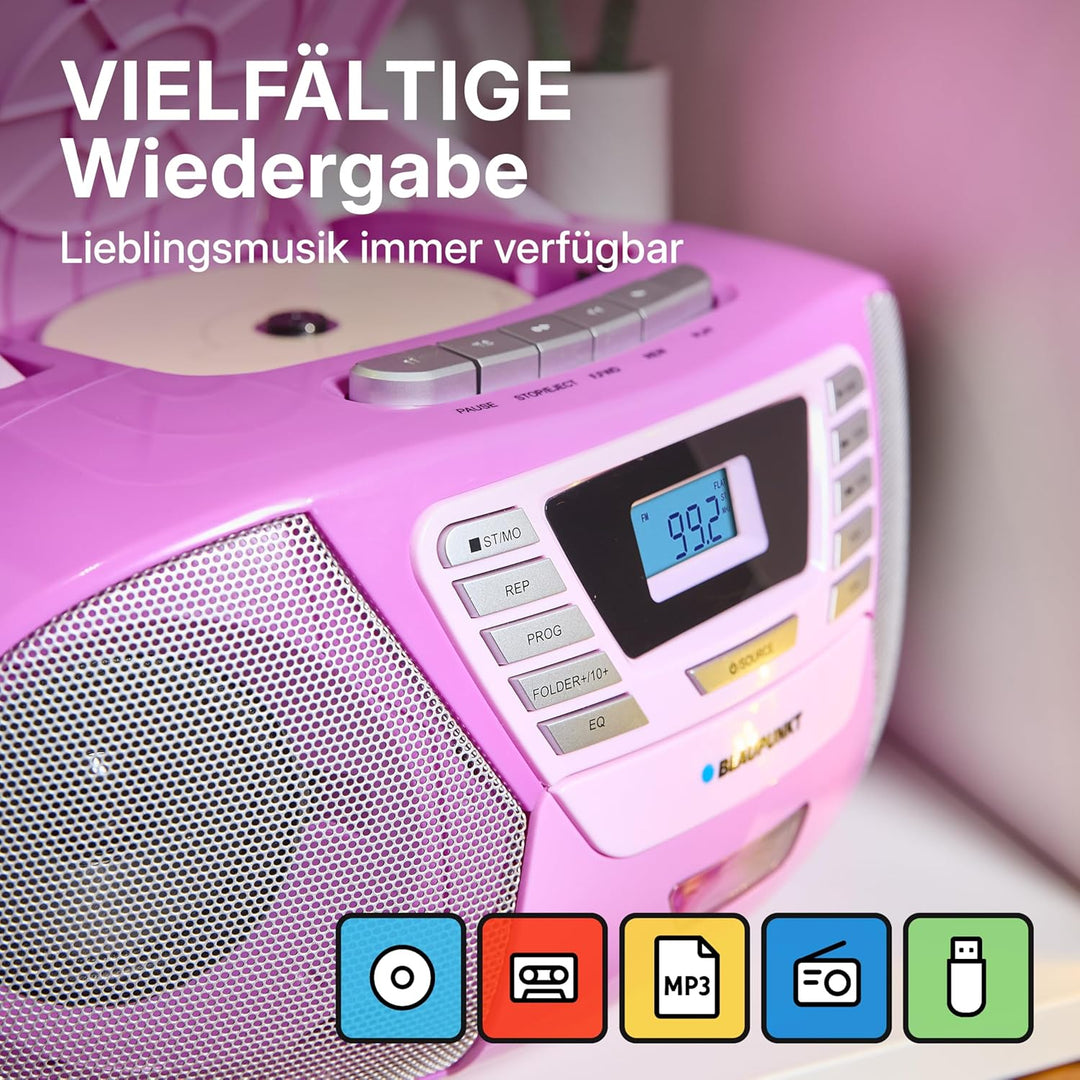 Blaupunkt B 120 VL tragbarer Kinder CD Player mit Bluetooth | Kassettenfach | Hörbuch Funktion | - m