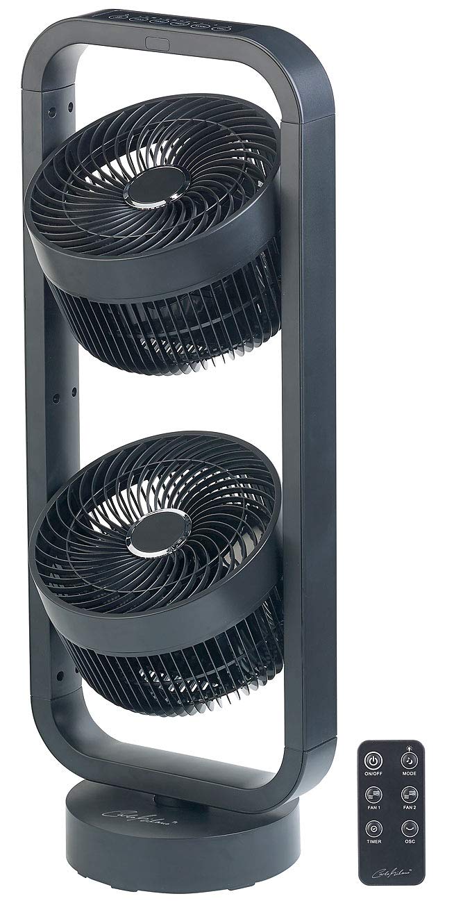 Carlo Milano Kühler: Standventilator mit 2 Rotoren, 3 Stufen, Oszillation, Timer, 70 Watt (Raumzirku