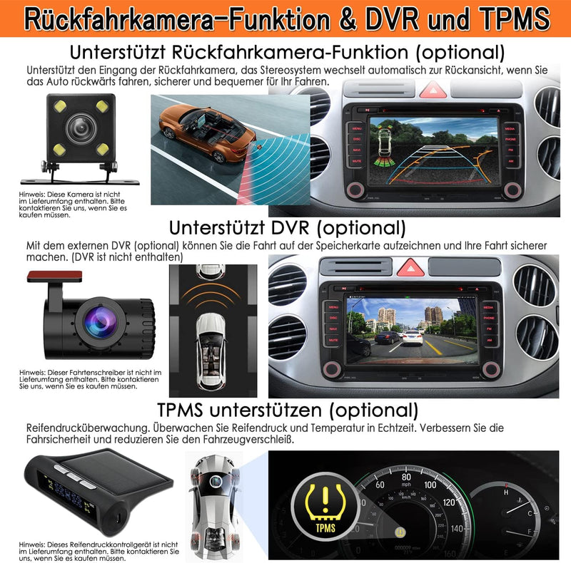 iFreGo 7 Zoll 2 Din Autoradio+Rückfahrkamera Für Volkswagen Seat und Skoda,Autoradio Bluetooth GPS N