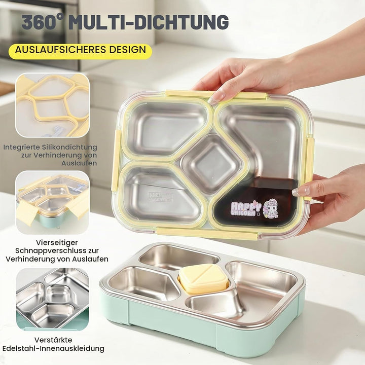 Edelstahl Brotdose Kinder,1020ml Bento Box für Schule,Kita, Büro &amp; Picknick Gelb, Gelb