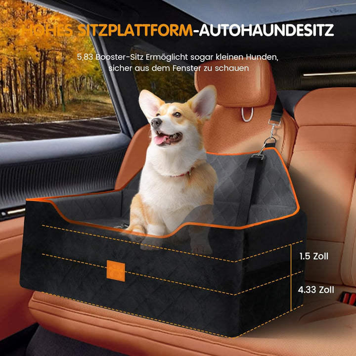 Hunde-Autositz für Hunde unter 25 kg oder 2 kleine Hunde, Sicherheits-Memory-Schaum-Autositz mit 2 K