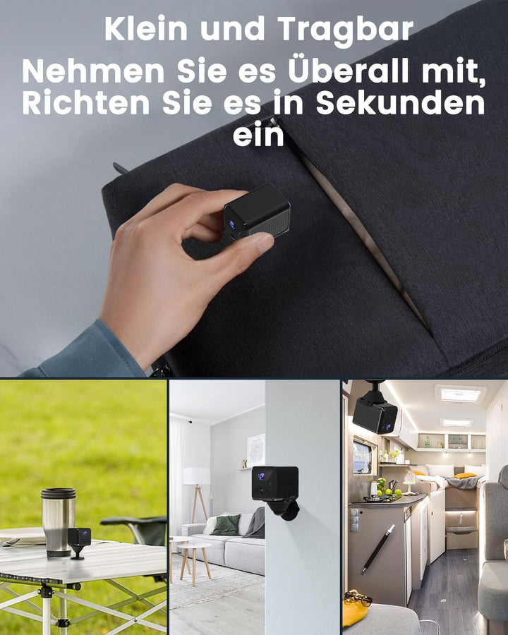 4G LTE Überwachungskamera mit SIM Karte, Überwachungskamera ohne WLAN mit Akku 5200mAh, HD Tragbare