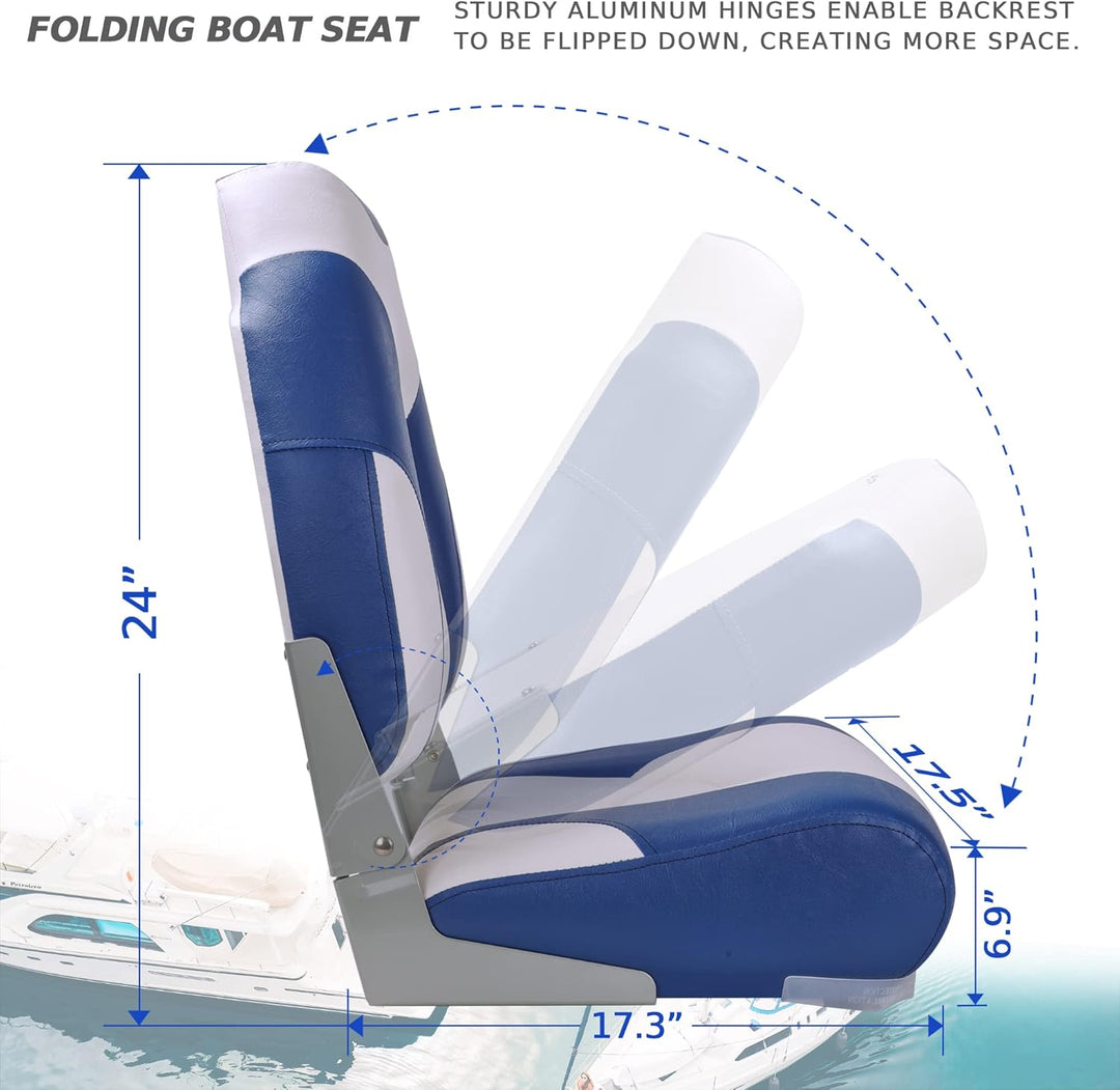 SUNDGORA Deluxe Marine Klappbarer Bootssitz mit hoher Rückenlehne, Edelstahlschrauben im Lieferumfan