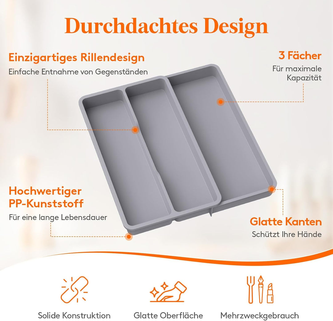 Lifewit Besteckkasten für Schubladen, Küchenutensilien Besteckkasten erweiterbar auf 36,5 cm, Schmal