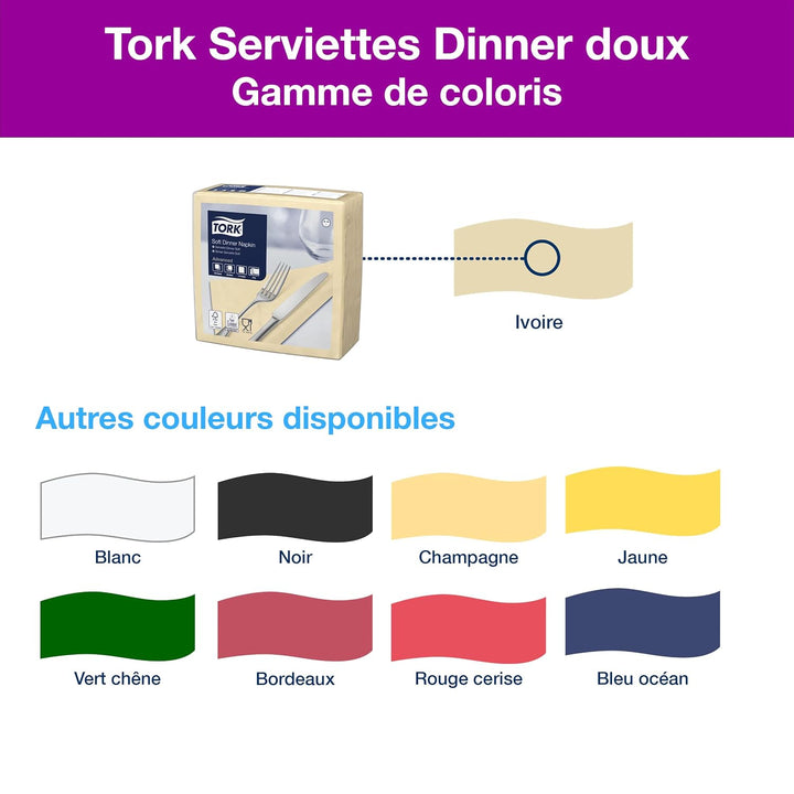 Tork 477622 Soft Dinnerservietten Sand 1/8 Falz / 3-lagige Papierservietten / Ideale Grösse für ein