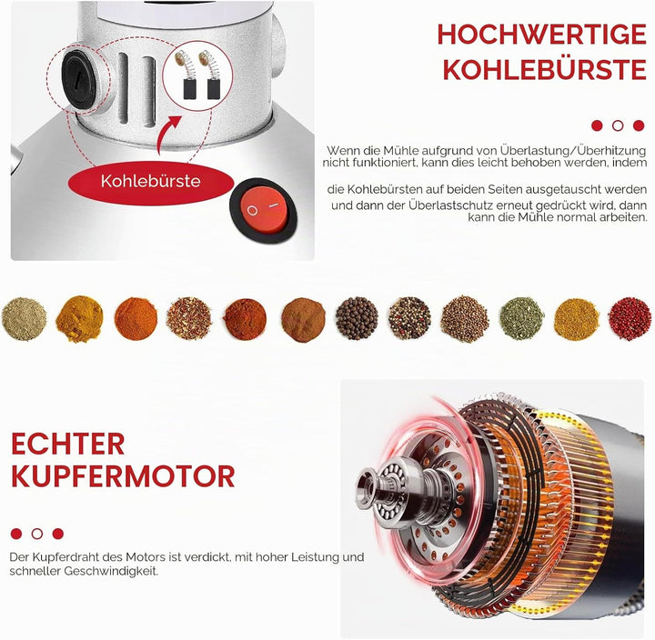 Kotsy 150g Tragbare Getreidemühle 220 V Hochgeschwindigkeits Schleifmaschine Mehl Pulver Maschine fü