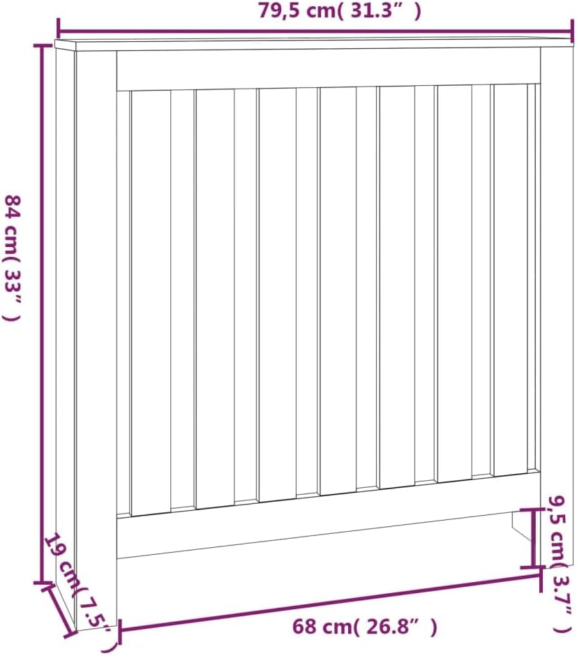 Heizkörperverkleidung 79,5x19x84 cm Heizung Heizkörper Abdeckung Rustikale Optik Heizungsabdeckung H