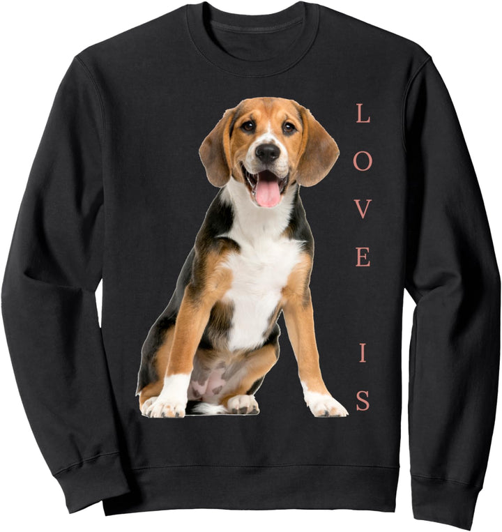 Beagles T-Shirt mit Beagle-Motiv, Aufschrift "Love Is Dog", für Mutter, Papa, Welpen, niedlich Sweat