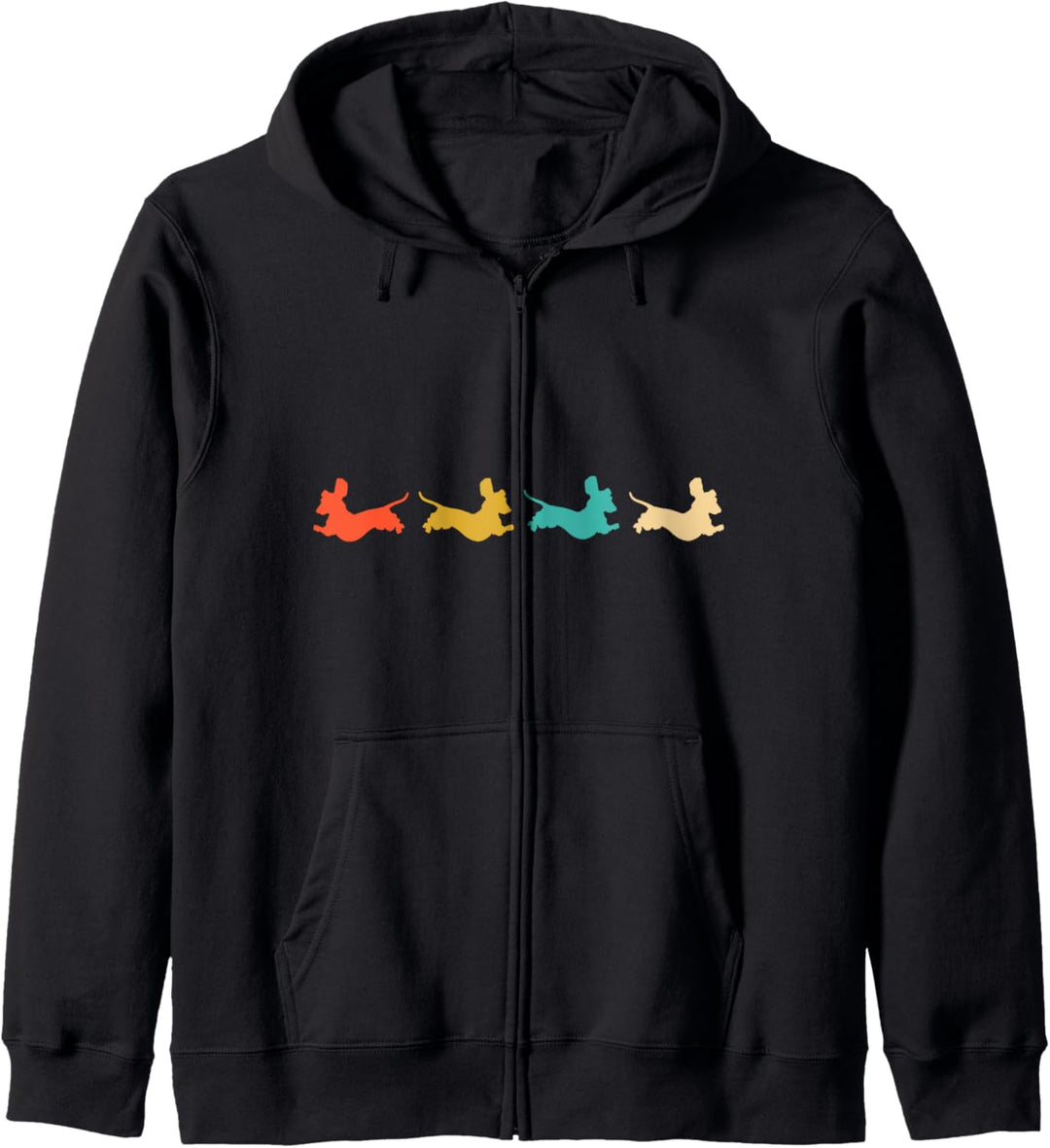 Dackel Dackelhund Silhouette Retro Geschenk Kapuzenjacke