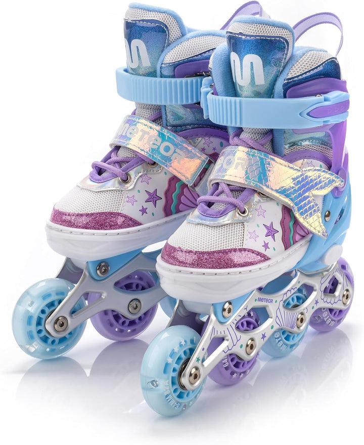 meteor® Inlineskates 4in1 Kinder Inliner Rollschuhe Roller Blades Quad Skates Carbon Kinder Inlinesk