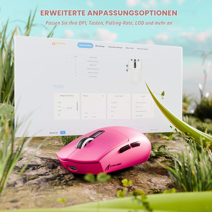 ATTACK SHARK G3 Kabellose Gaming-Maus, 25000 DPI, PAW3311-Sensor, 59g Superlight G305 Gamer-Mäuse, 8