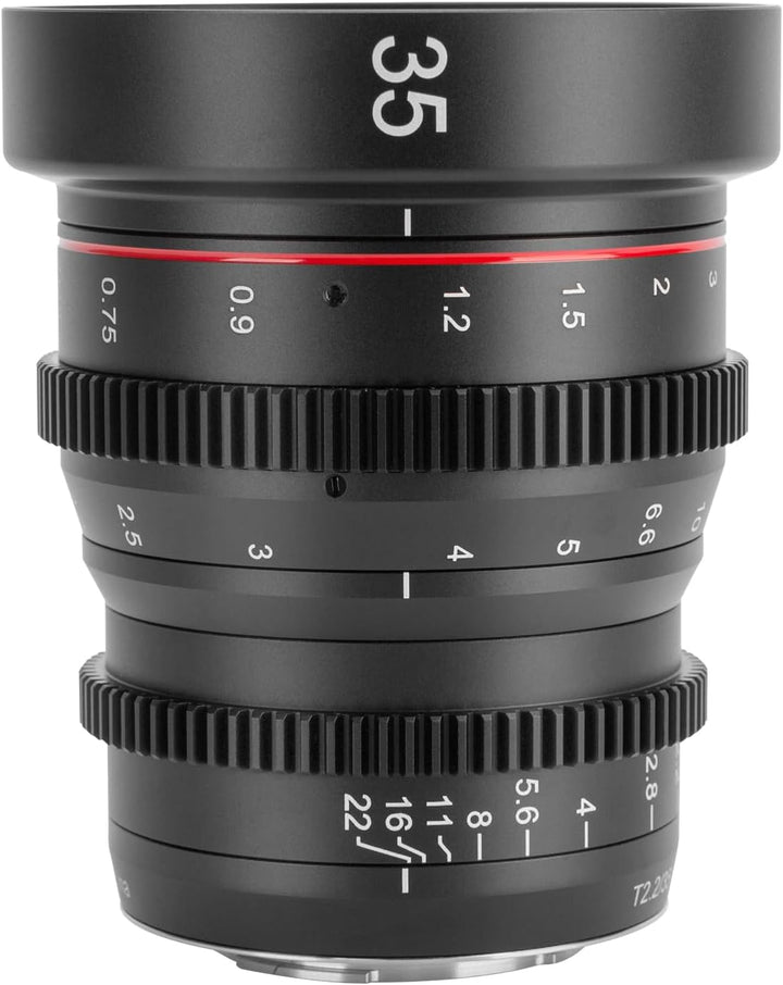 MEKE 35mm T2.2 grosse Blende, manueller Fokus, niedrige Verzerrung, 4K Mini-Cine-Objektiv für Micro