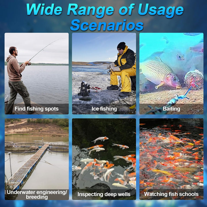 Unterwasserkamera Angeln,Kamera zum Angeln mit 30m Kabel,5" IPS-Display,IP68 Wasserdicht,220° HD Wei