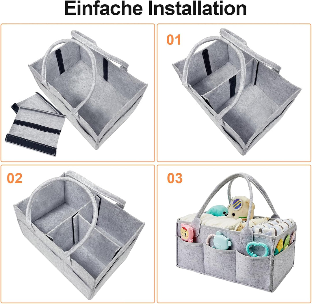 Esoes Wickeltasche Organizer mit Lätzchen Baby Windel Caddy Organizer Tragbarer filztasche mit fäche