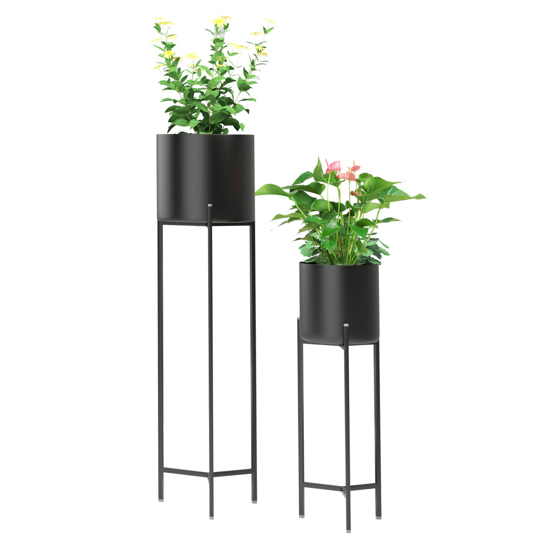 Ribelli Metall Blumentopf Ständer 2er Set φ18/23 cm, Blumenhocker mit Übertopf, Blumentreppe Pflanze