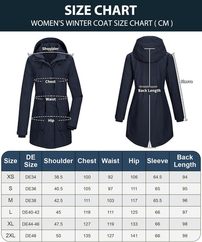 33,000ft Damen Wintermantel Lange Warme Winterjacke Parka Regenjacke Verdickene Funktionsjacke Mit K