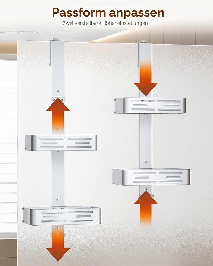 Orimade Duschablage zum Hänge Aluminium-Duschregal zum Hängen, Verstellbare Duschkorb ohne Bohren,2