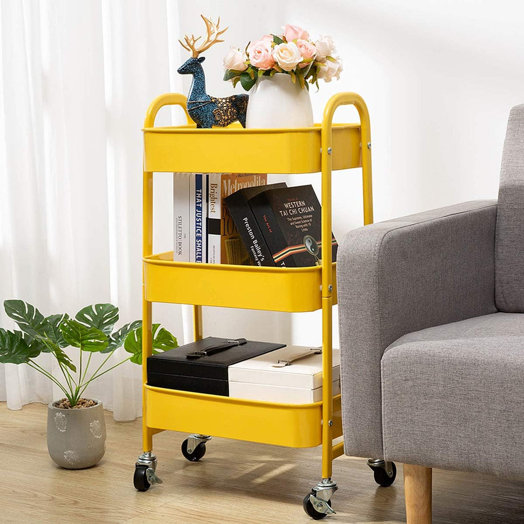 DOEWORKS Aufbewahrungswagen 3-Etagen Metall Utility Cart Rollwagen Organizer Wagen mit Rädern für Kü
