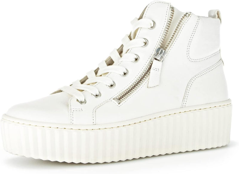 Gabor Damen High-Top Sneaker, Frauen Halbschuhe,Wechselfussbett 38 EU Weiss Latte, 38 EU Weiss Latte