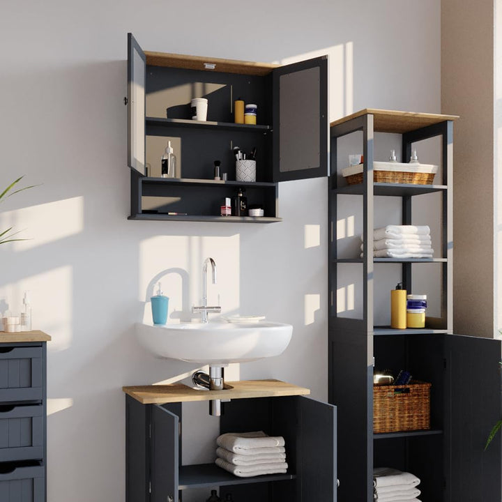 Vicco Bad Spiegelschrank Bianco, Grau, 56 x 58 cm, Grau