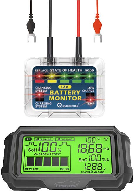 Lescars Batterie Überwachung: Kfz-Batterie-Wächter mit Solar-Funk-Monitor, Alarm, für 12-V-Batterien