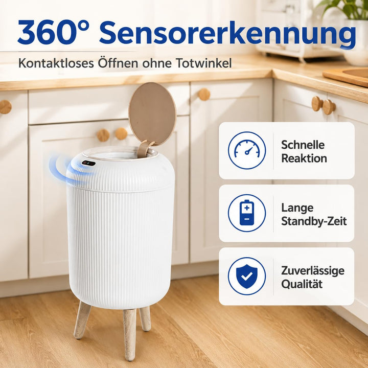 Automatischer Mülleimer mit Sensor 10L - Elektrischer Mülleimer mit Deckel für Küche & Badezimmer -