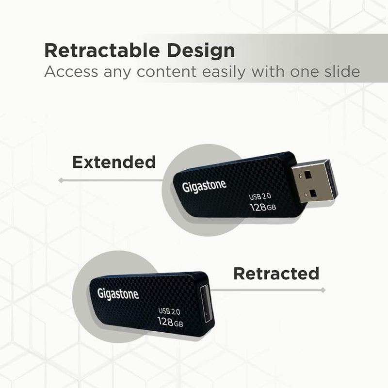 Gigastone V30 USB-Stick 128GB 2 Stück Speicherstick USB 2.0 Für PC/Tablet/TV/Auto (Schwarz) 128 GB 2