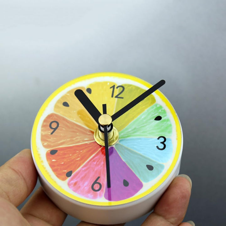 HOMSFOU Magnetische Kühlschrankuhr Zitrone Rund 3.35In Obst Muster Wanduhr Mit 3 Magneten Für Küche