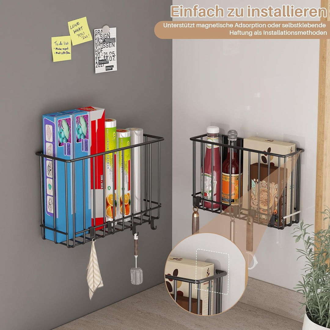 Küchenschranktür-Aufbewahrungsbox, 4 Stück Selbstklebender/magnetischer Organizer für Küchenschränke