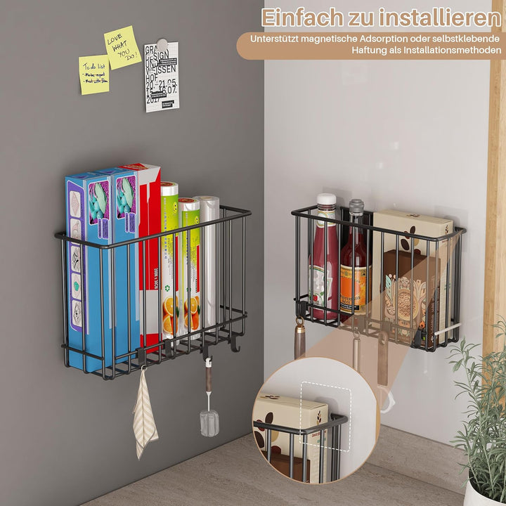 Küchenschranktür-Aufbewahrungsbox, 4 Stück Selbstklebender/magnetischer Organizer für Küchenschränke