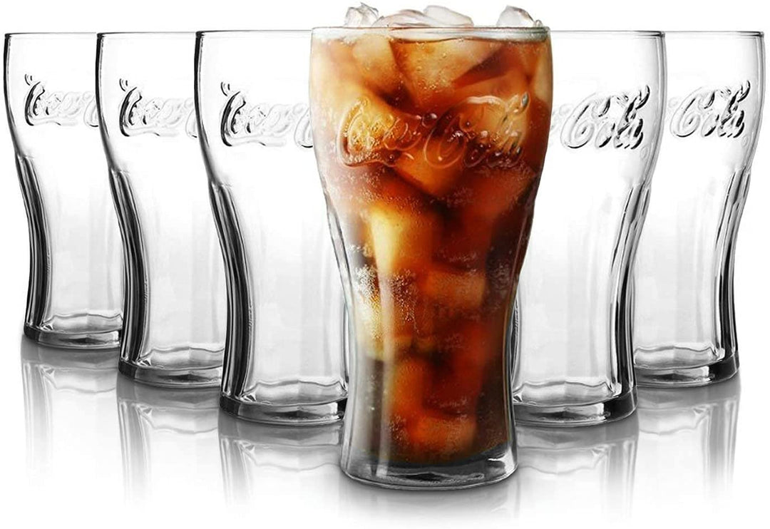 Coca Cola Wassergläser | 330 ml | Set aus 6 | Hochwertige Gläser | Spülmaschinenfest | Kristallgläse