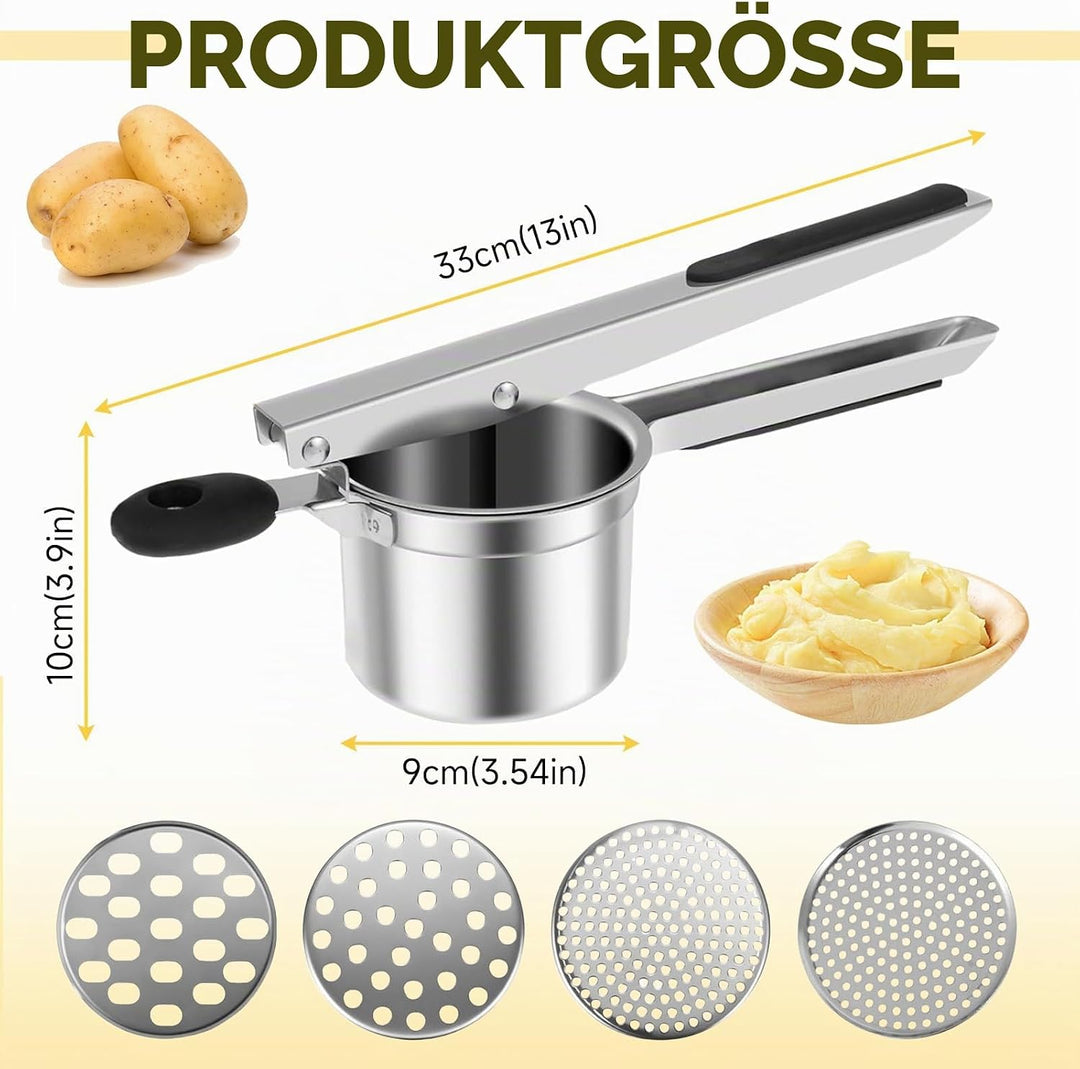 430 Edelstahl-Mehrzweck-Kartoffelstampfer Mit Vier Austauschbaren Klingen Und Einem Grossvolumigen B