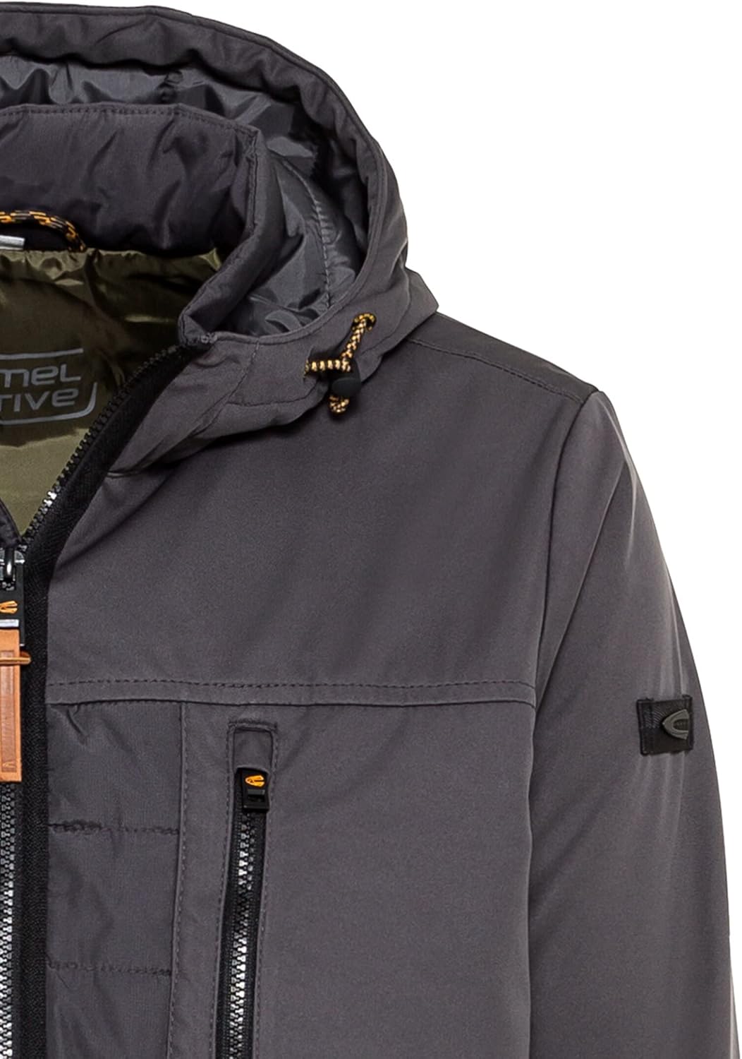 camel active Herren Hybrid-Blouson mit Kapuze 29 Grau, 29 Grau