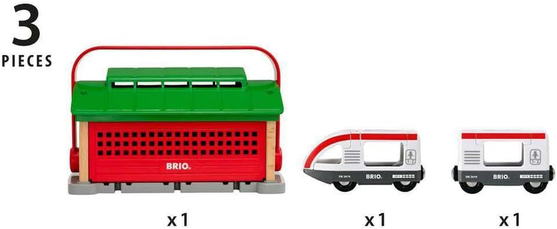 BRIO 33474 - Mitnehm-Lokschuppen mit Reisezug