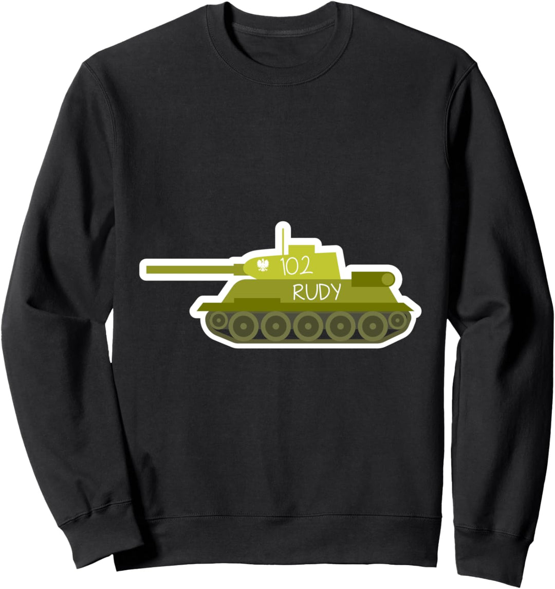 Rudy 102 Tank Polish Vier Panzersoldaten und ein Hund, Zweiter Weltkrieg Sweatshirt