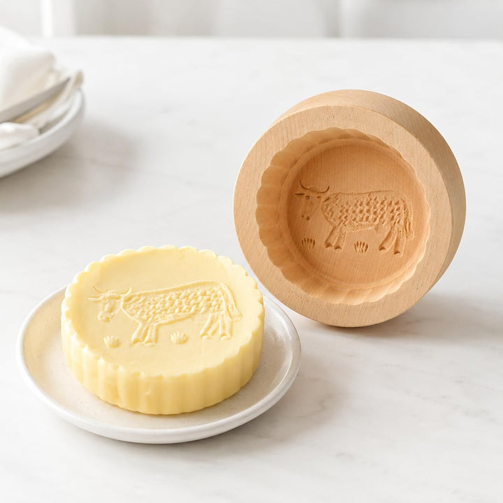 HOFMEISTER® Butterform 250g Butter selbermachen - 11 cm, Kuh, handgefertigt aus Holz in Deutschland,