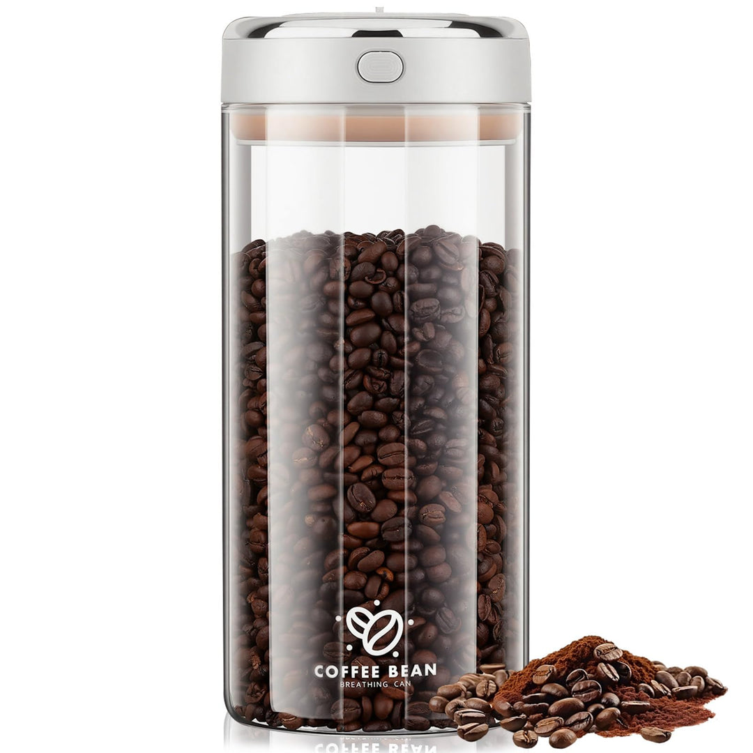 1700ML Vakuum Kaffeedose, Kaffeebehälter Luftdicht mit Auslassventil und Datumsanzeige, Kaffeebohnen