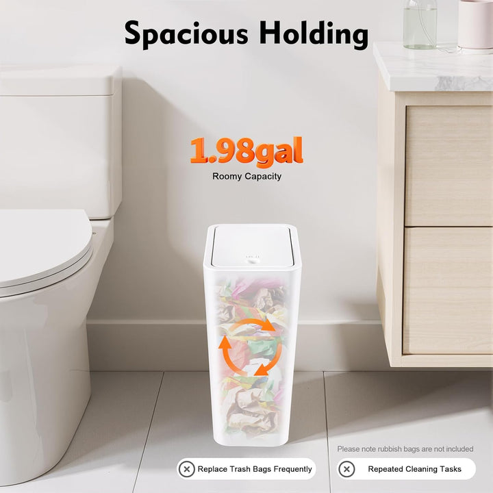 Mülleimer Bad 3 Stück 9L, Schmaler Mülleimer Küche mit Deckel Geruchsdicht, 3er Set Kleiner Abfallei