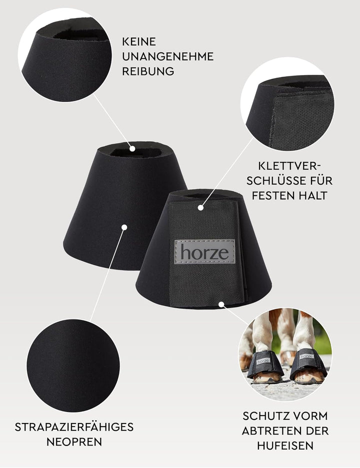 HORZE Pferde Hufglocken ProBell, Springglocken mit Klettverschluss, 2er Set, Schwarz, XXL XXL Schwar