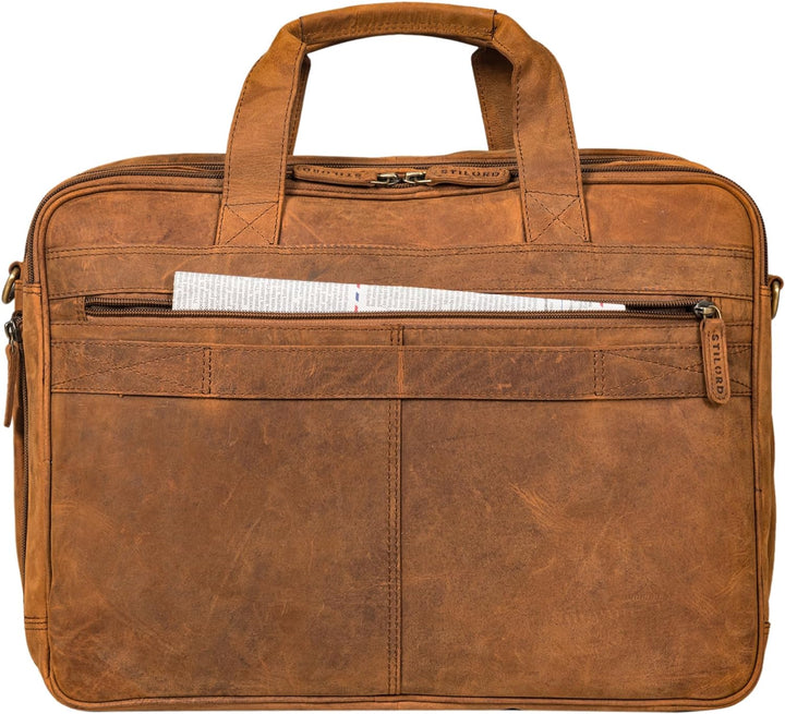 STILORD 'Arnold' Geräumige Laptoptasche Leder 17.3 Zoll bis 19 Zoll Vintage Aktentasche Lehrertasche