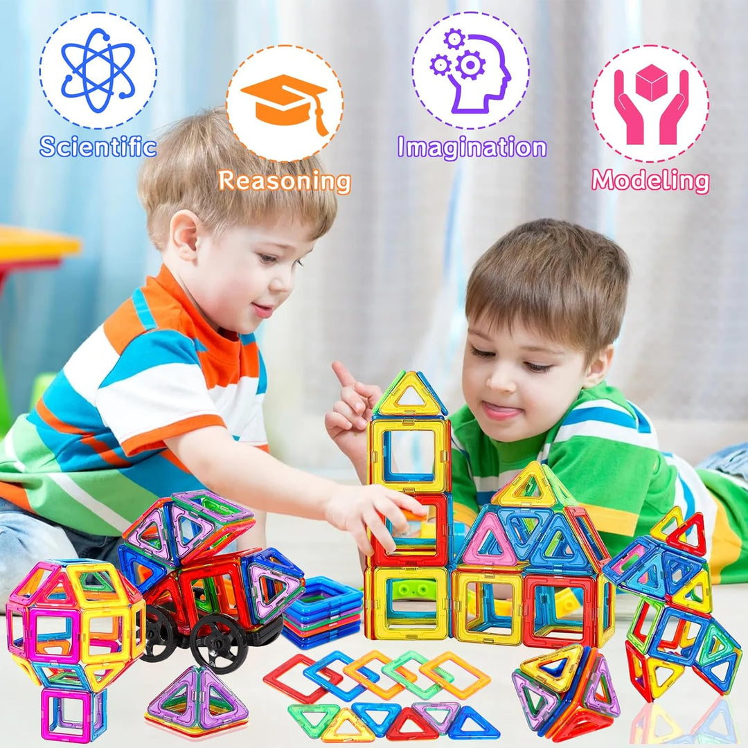 AQXONG 126 Teile Magnetische Bausteine, Magnetspielzeug Magnete für Kinder, Lustiges Pädagogisches B