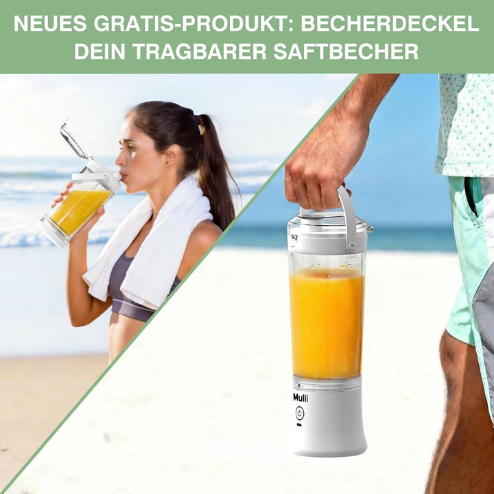 Mulli Upgraded tragbarer Mixer – 17 oz USB-C-Mixer mit auslaufsicherem Trinkdeckel, BPA-frei, für Sm