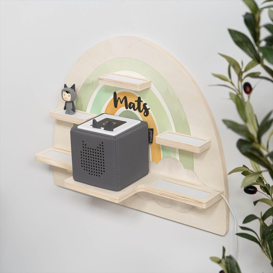 Geschenkfreude Personalisiertes Toniebox Regal für Kinderzimmer - Kinder Wandregal für Tonie Hörfigu